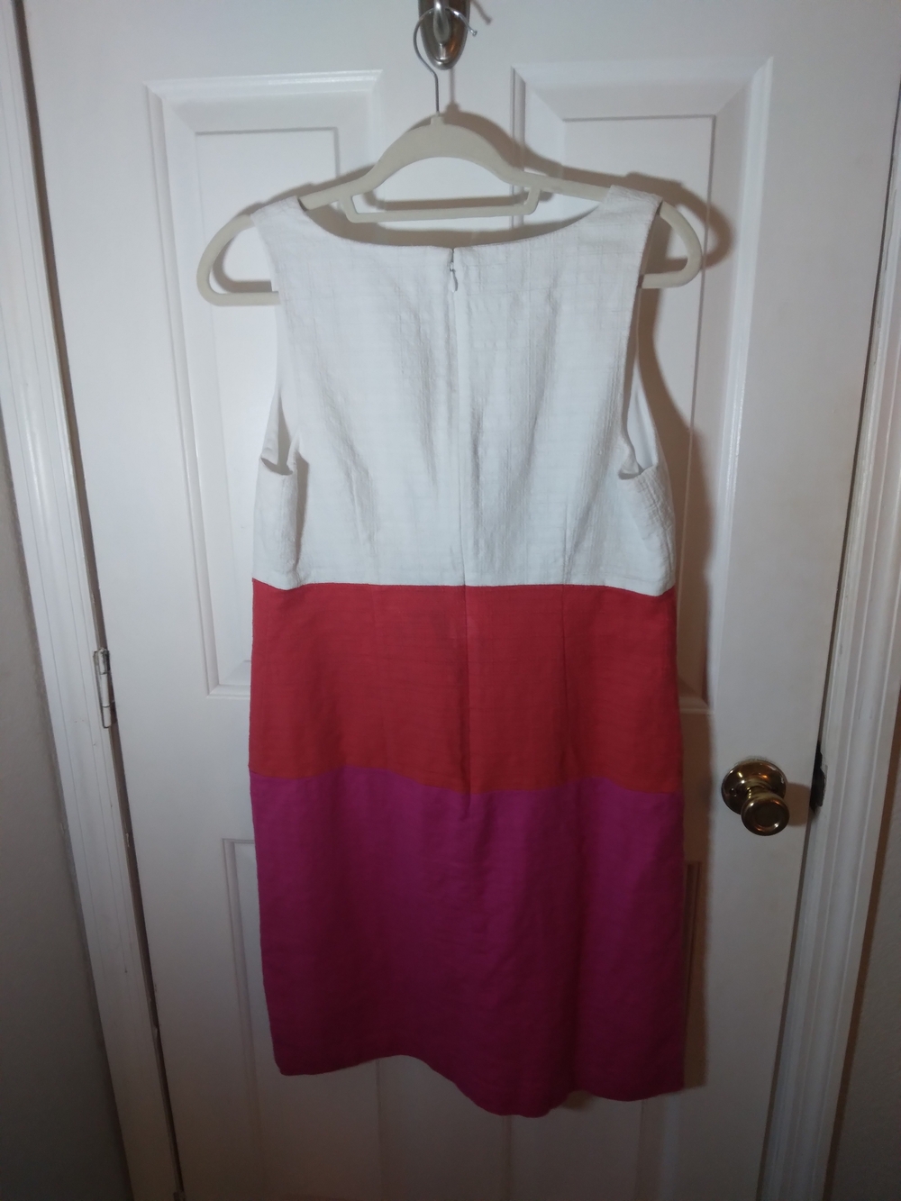 Talbots White, Coral & Fuchsia Sleeveless Colorblock Shift - Picture 2 of 6